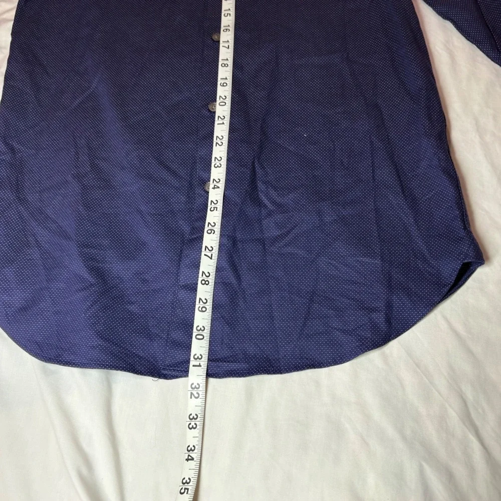 Ted Baker London Slim Fit Dress Shirt Navy Blue Micro Dot 15.5 39 Long Sleeve‎